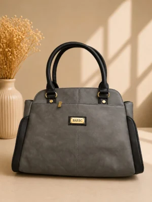 Elegant Structured Office Handbag with Dual-Tone Design