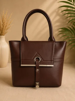 Elegant Structured Tote Bag with Front Strap Detail