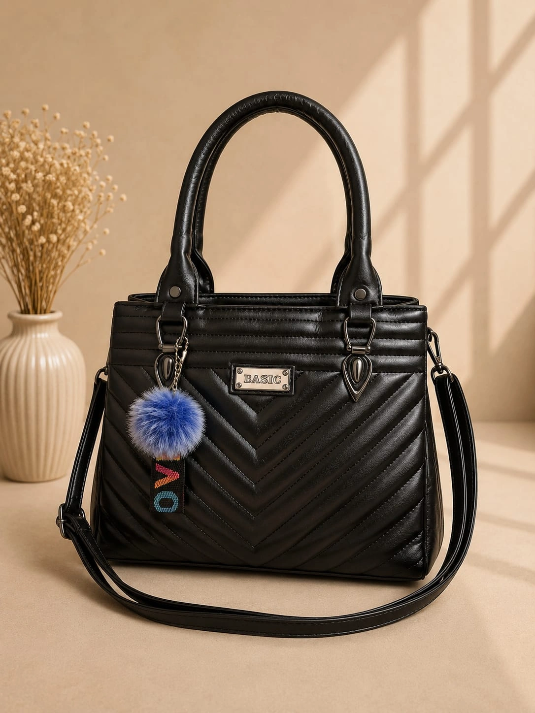 Elegant Quilted Office Handbag with Stylish Charm