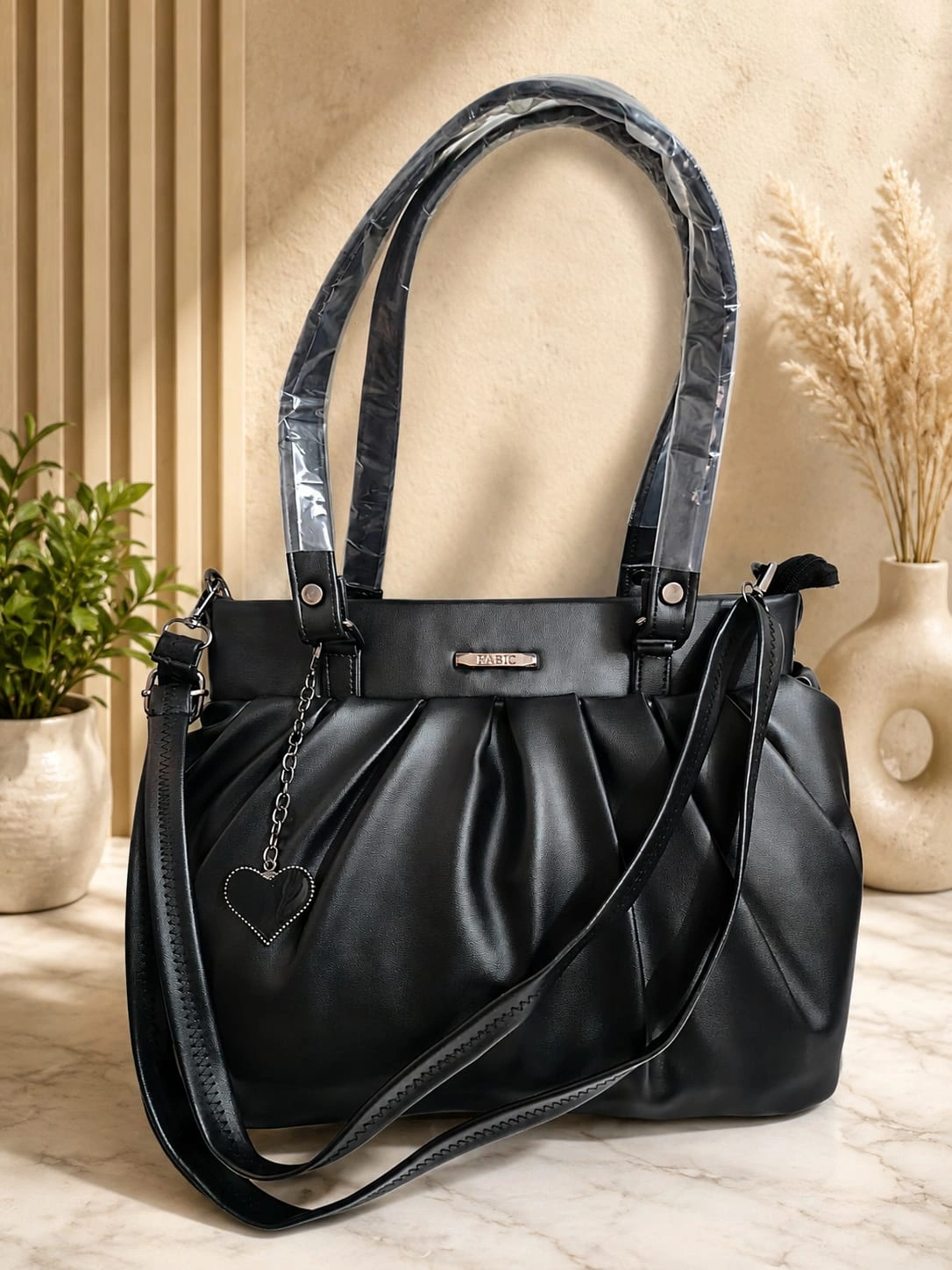 Elegant Pleated Office Shoulder Handbag with Dual Carrying Options
