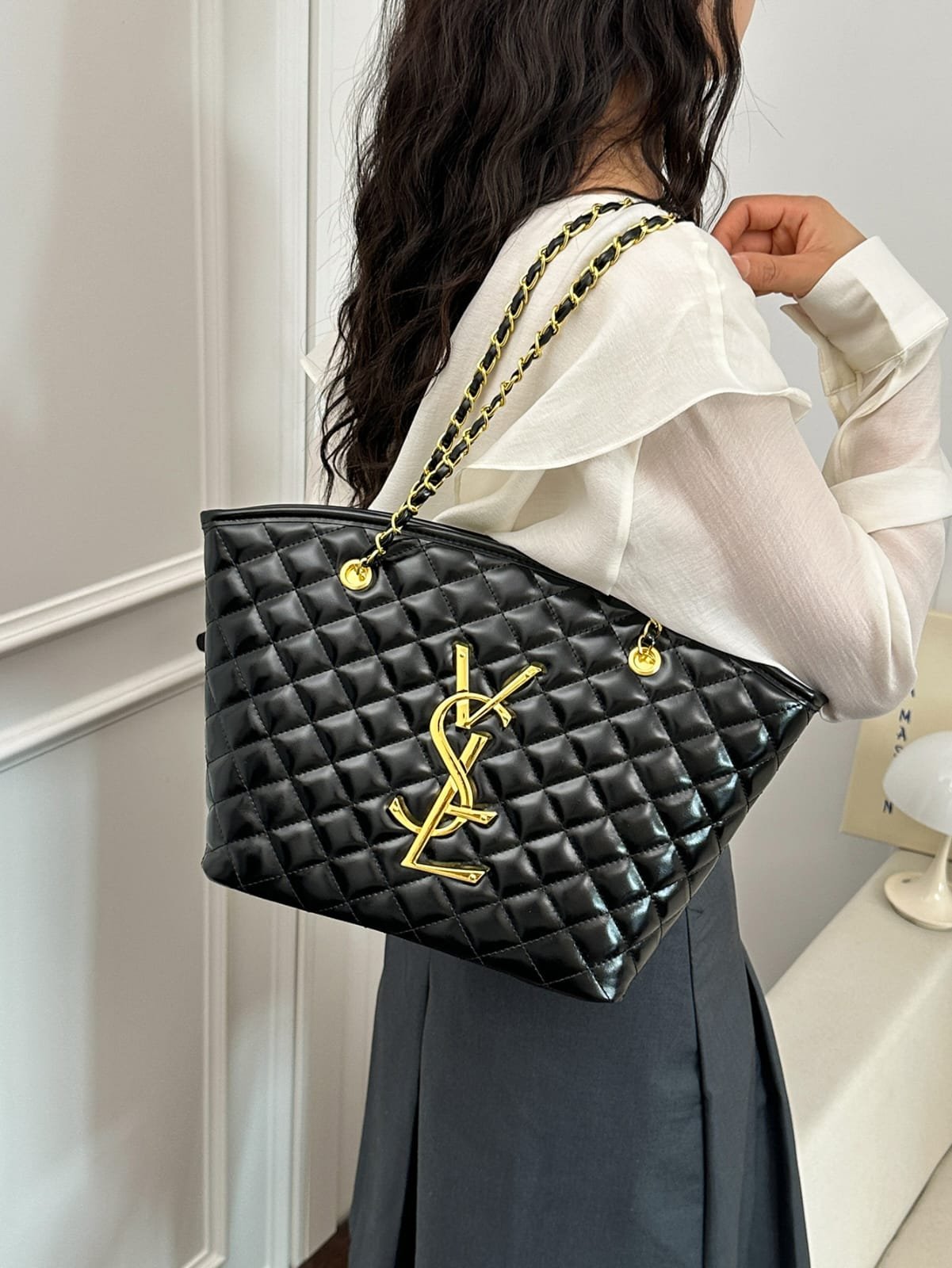 YSL Yves Saint Laurent Quilting Tote Bag