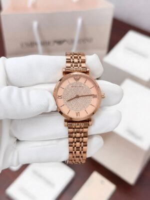 Silver Women’s Analog Watch with Crystal Embellished Dial