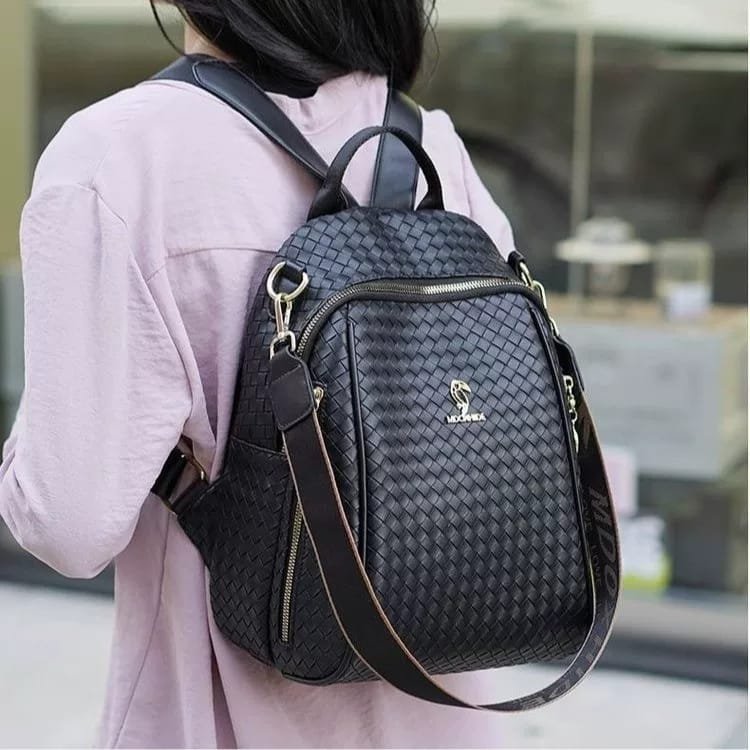 Women’s Stylish Woven Pattern Backpack Handbag