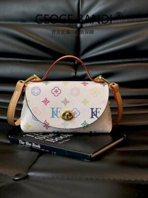 women Elegant Brown Monogram Crossbody Handbag