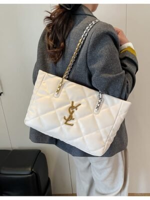 Elegant Quilted Chain Handle Tote Bag for Women