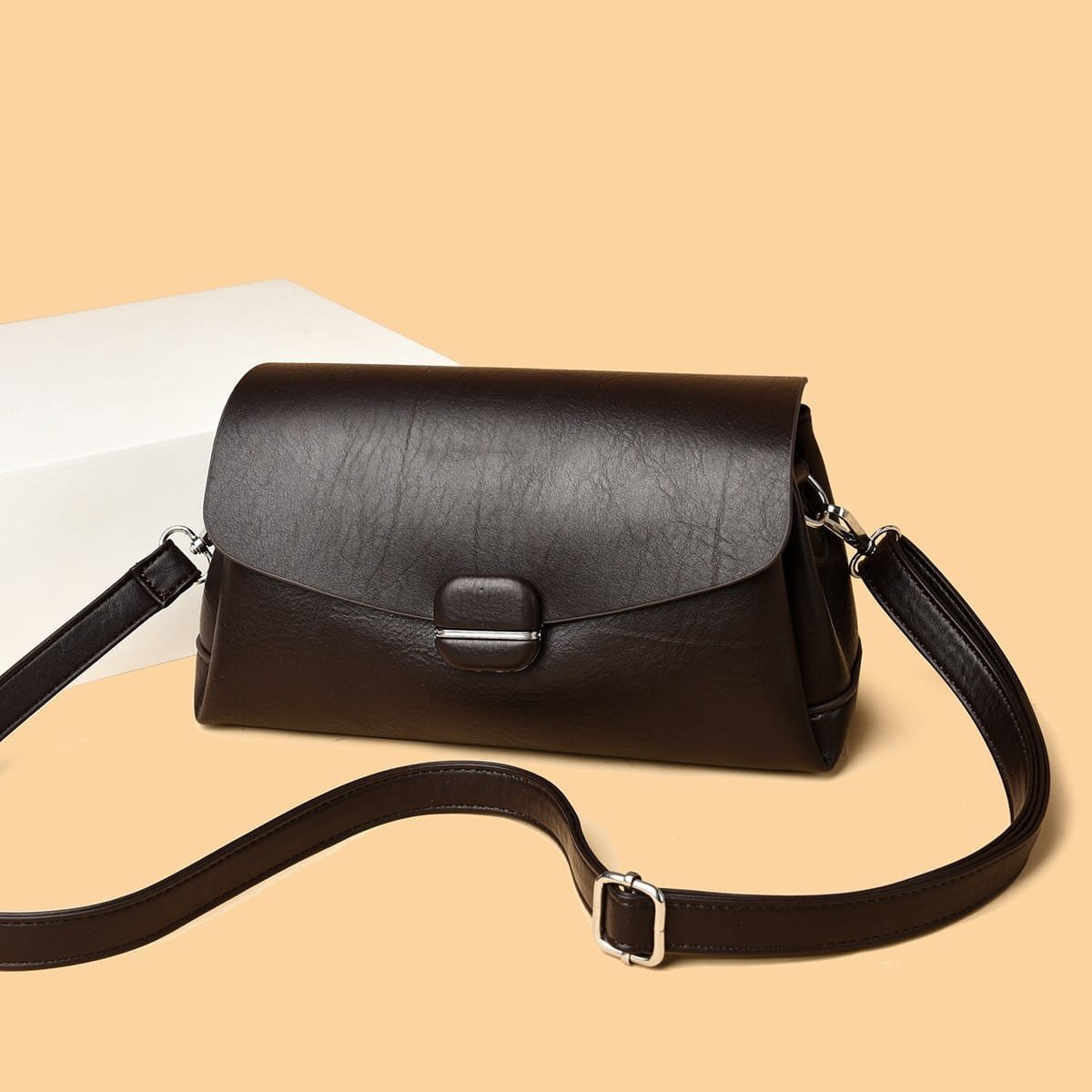 Women’s Stylish PU Leather Shoulder & Crossbody Bag with Flap Closure