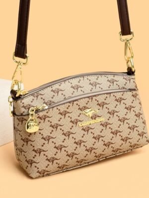 Women’s Printed Crossbody Sling Bag with Dual Zipper Compartments