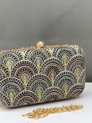 women Elegant Embroidered Box Clutch for Women