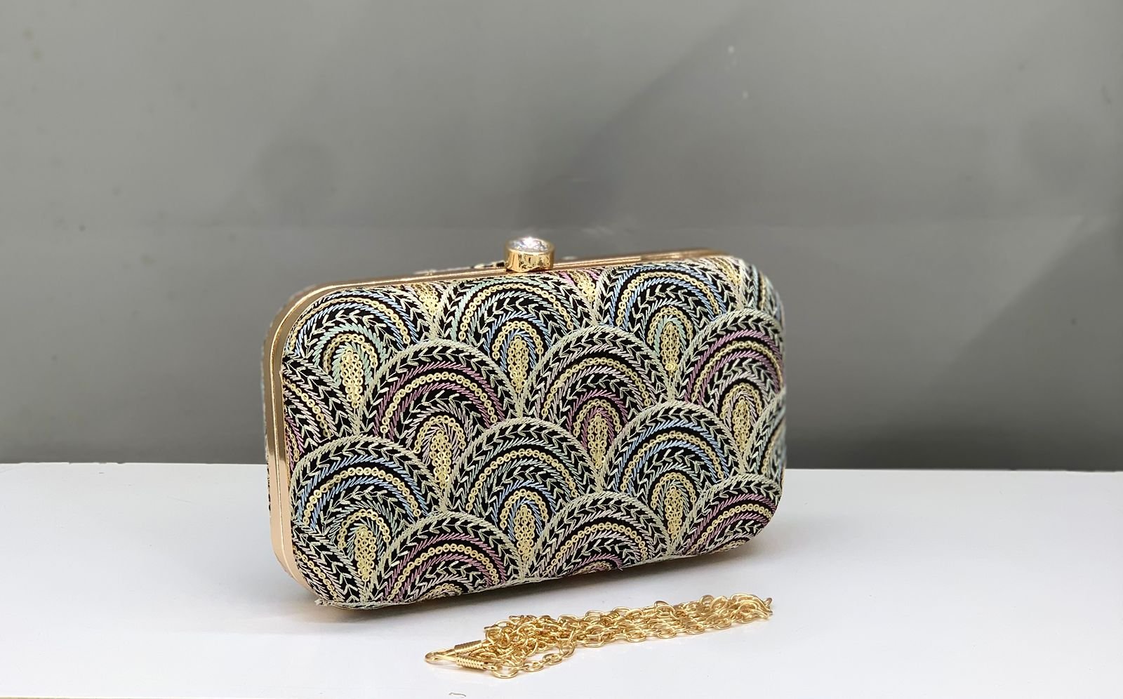 women Elegant Embroidered Box Clutch for Women