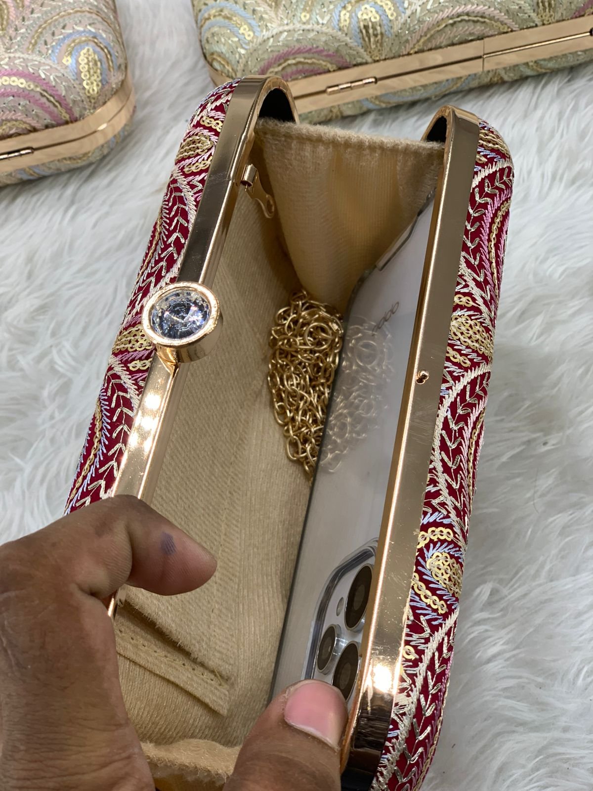 women Elegant Embroidered Box Clutch for Women - Image 5