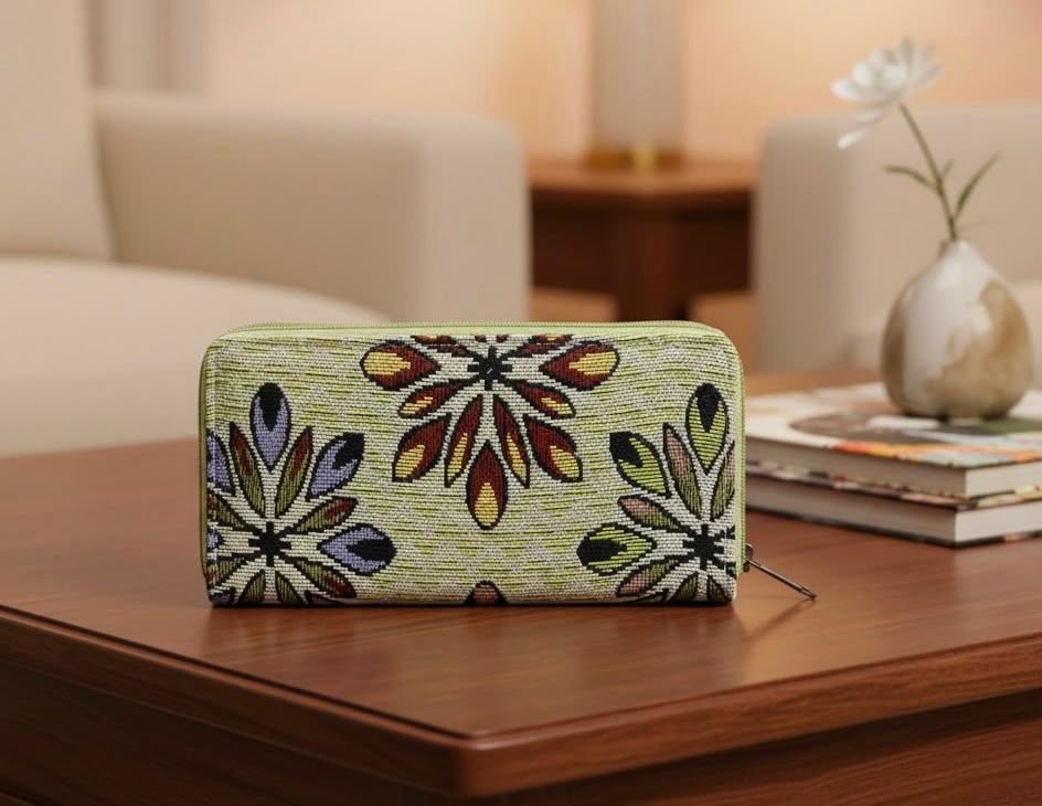 Premium Printed Canvas Zip Wallet for Women