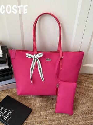 Lacoste Premium Structured Tote Handbag with Matching Pouch