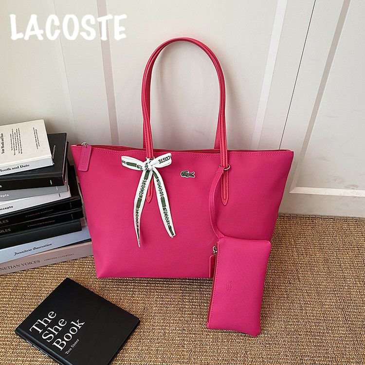 Lacoste Premium Structured Tote Handbag with Matching Pouch