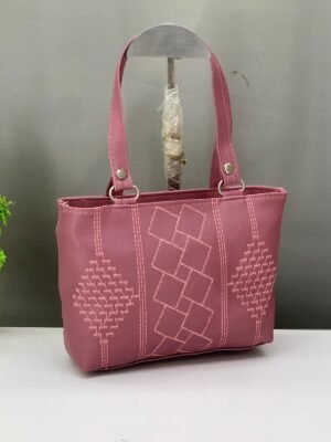 Women’s Stylish PU Leather Tote Handbag with Embroidered Design