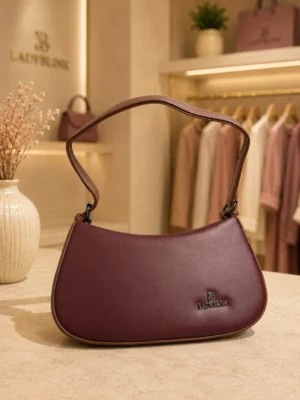 Minimalist Curved Leatherette Sling Bag with Metallic Logo Emblem