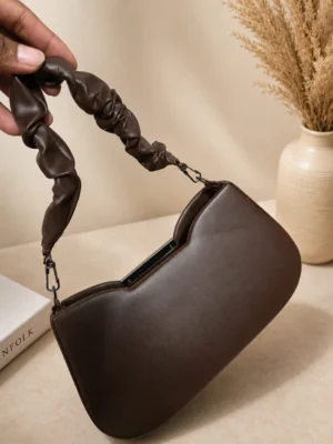 Elegant Minimalist Sling Bag with Ruched Shoulder Strap