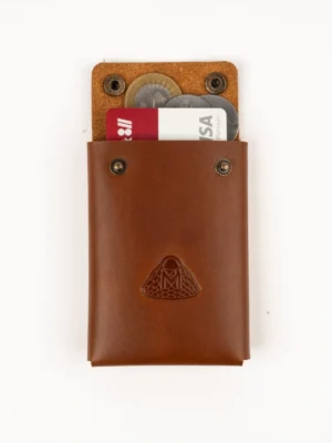 Minimalist Genuine Leather Card Holder & Men Wallet with Dual Snap Flap Closure