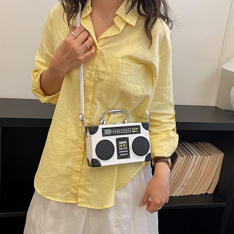 Vintage Retro Radio Speaker Crossbody Bag for Women – Stylish Handbag